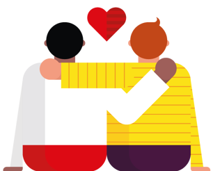 illustration of two men hugging each other, representing same sex couple